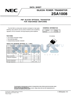 2SA1008 datasheet - SILICON POWER TRANSISTOR