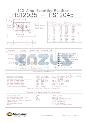 124NQ035 datasheet - 120 Amp Schottky Rectifier