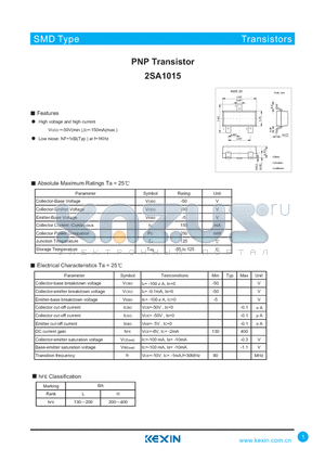 2SA1015 datasheet - PNP Transistor