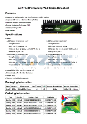 AX3U2400GC4G10-DG2 datasheet - Designed for 3rd Generation Intel Core Processors and Z77 platform