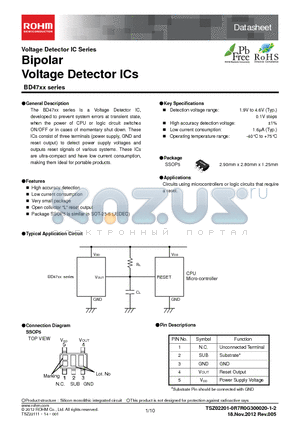 BD4746G-TR datasheet - Bipolar Voltage Detector ICs
