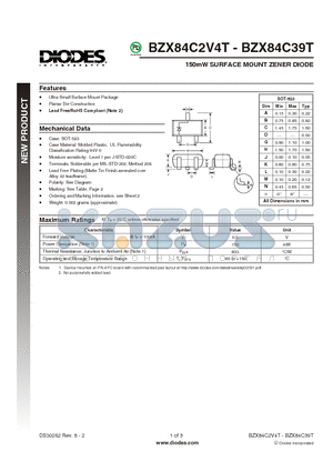 BZX84C24T datasheet - 150mW SURFACE MOUNT ZENER DIODE