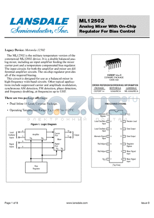 12502BCA datasheet - Analog Mixer With On-Chip Regulator For Bias Control
