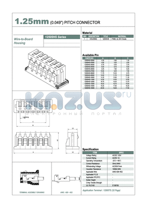 12505HS-03000 datasheet - 1.25mm PITCH CONNECTOR