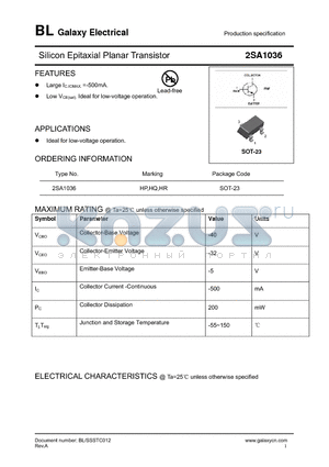 2SA1036 datasheet - Silicon Epitaxial Planar Transistor