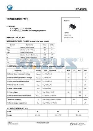 2SA1036 datasheet - TRANSISTOR(PNP)