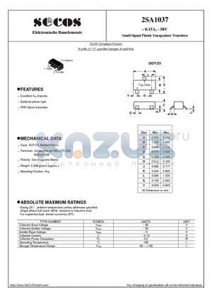 2SA1037 datasheet - Small Signal Plastic Encapsulate Transistor