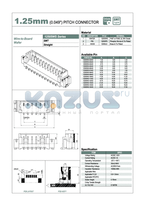 12505WS-05A00 datasheet - 1.25mm PITCH CONNECTOR