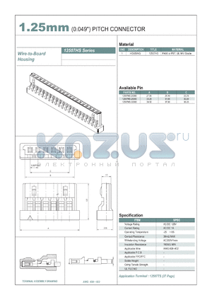 12507HS datasheet - 1.25mm PITCH CONNECTOR