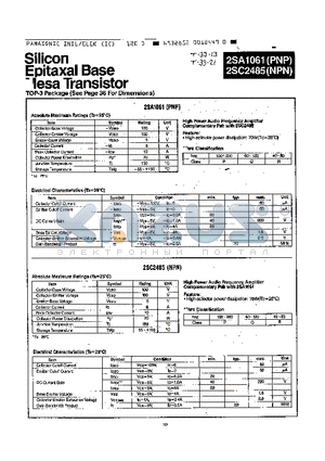 2SA1061 datasheet - SILICON EPITAXAL BASE LESA TRANSISTOR