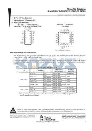 5962-89550012A datasheet - QUADRUPLE 2-INPUT EXCLUSIVE-OR GATES