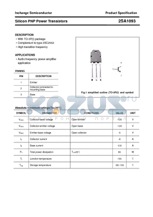 2SA1093 datasheet - Silicon PNP Power Transistors