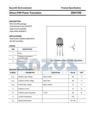 2SA1102 datasheet - Silicon PNP Power Transistors