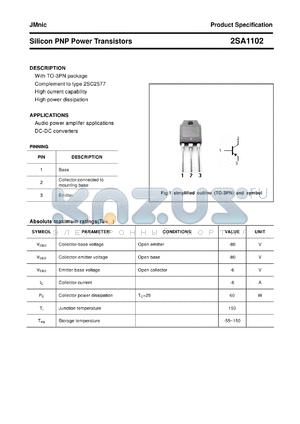 2SA1102 datasheet - Silicon PNP Power Transistors