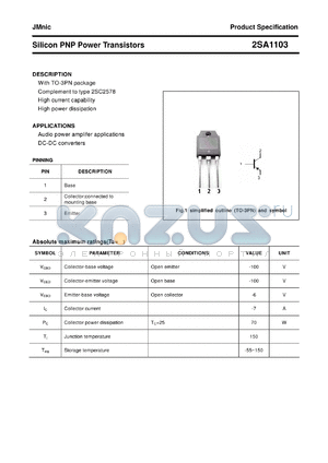 2SA1103 datasheet - Silicon PNP Power Transistors