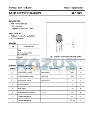 2SA1106 datasheet - Silicon PNP Power Transistors