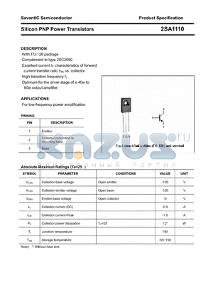 2SA1110 datasheet - Silicon PNP Power Transistors