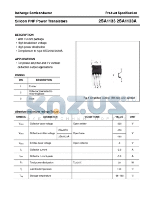 2SA1133 datasheet - Silicon PNP Power Transistors
