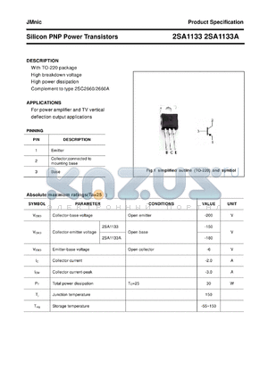 2SA1133 datasheet - Silicon PNP Power Transistors