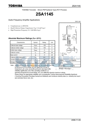 2SA1145_07 datasheet - Audio Frequency Amplifier Applications