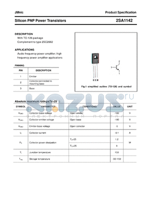 2SA1142 datasheet - Silicon PNP Power Transistors