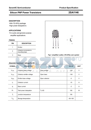 2SA1146 datasheet - Silicon PNP Power Transistors