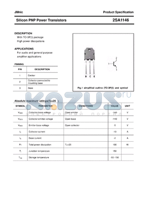 2SA1146 datasheet - Silicon PNP Power Transistors