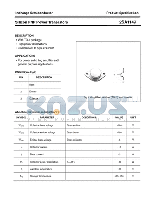 2SA1147 datasheet - Silicon PNP Power Transistors