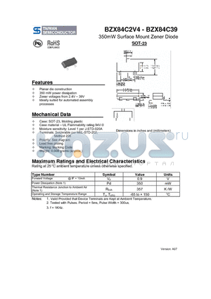 BZX84C33 datasheet - 350mW Surface Mount Zener Diode