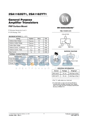 2SA1162GT1 datasheet - General Purpose Amplifier Transistors