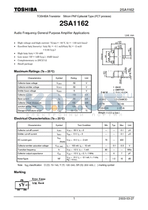 2SA1162_03 datasheet - Audio Frequency General Purpose Amplifier Applications