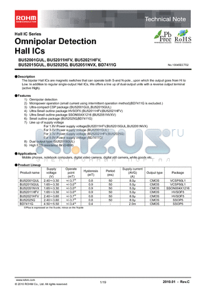 BD52001NVX-E2 datasheet - Omnipolar Detection Hall ICs