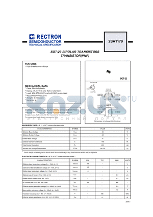 2SA1179 datasheet - SOT-23 BIPOLAR TRANSISTORS TRANSISTOR(PNP)