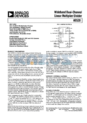 5962-8980901EA datasheet - Wideband Dual-Channel Linear Multiplier/Divider