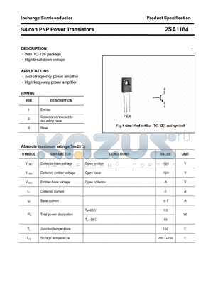 2SA1184 datasheet - Silicon PNP Power Transistors