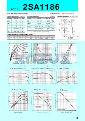 2SA1186 datasheet - Silicon PNP Epitaxial Planar Transistor(Audio and General Purpose)