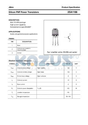 2SA1186 datasheet - Silicon PNP Power Transistors