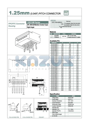 12511HB-13RR-K datasheet - 1.25mm PITCH CONNECTOR
