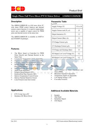 AM4963GS-G1 datasheet - Single Phase Full Wave Direct PWM Motor Driver