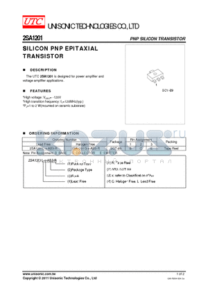 2SA1201 datasheet - SILICON PNP EPITAXIAL TRANSISTOR