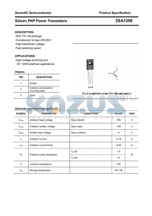 2SA1209 datasheet - Silicon PNP Power Transistors