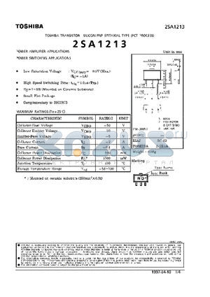 2SA1213 datasheet - TRANSISTOR (POWER AMPLIFIER, SWITCHING APPLICATIONS)
