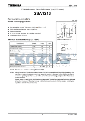 2SA1213_09 datasheet - Power Amplifier Applications Power Switching Applications
