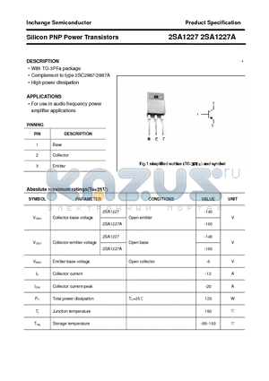 2SA1227 datasheet - Silicon PNP Power Transistors
