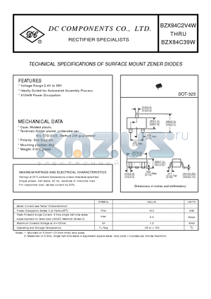 BZX84C39W datasheet - TECHNICAL SPECIFICATIONS OF SURFACE MOUNT ZENER DIODES