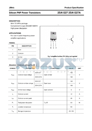 2SA1227A datasheet - Silicon PNP Power Transistors