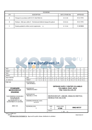 5962-90737 datasheet - MICROCIRCUIT, LINEAR, ANALOG SWITCH, MONOLITHIC SILICON