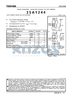 2SA1244 datasheet - TRANSISTOR (HIGH CURRENT SWITCHING APPLICATIONS)