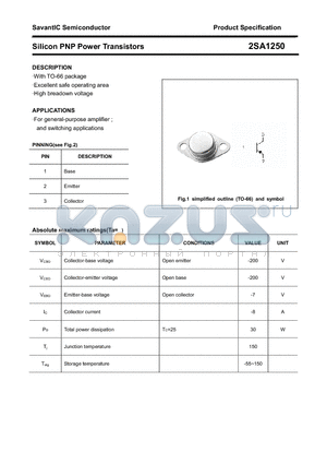 2SA1250 datasheet - Silicon PNP Power Transistors