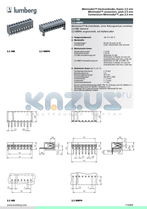 2.5MB20 datasheet - Minimodul-Steckverbinder, Raster 2,5 mm